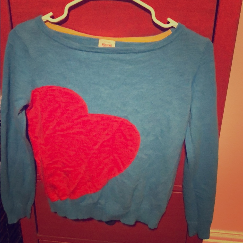Blue sweater with red heart ❤️